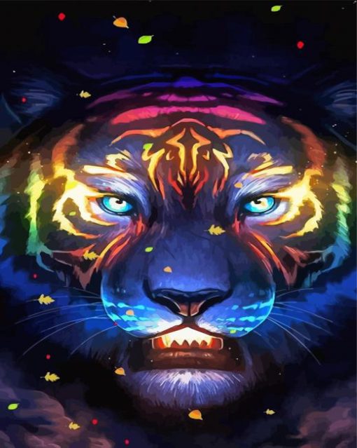 Mad Neon Tiger Animal Paint By Numbers