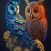 Orange And Blue Owls Paint By Numbers