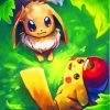 Pikachu And Eevee Pokemon Go Paint By Numbers