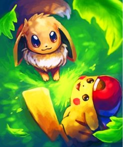 Pikachu And Eevee Pokemon Go Paint By Numbers