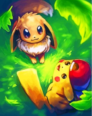 Pikachu And Eevee Pokemon Go Paint By Numbers