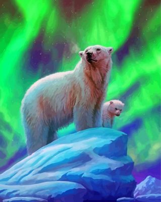 Polar Bear Northern Lights Paint By Numbers