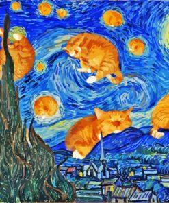 Sleepy Cats Starry Night Paint By Numbers