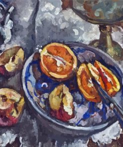 Still Life With Cut Apple And Orange Paint By Numbers