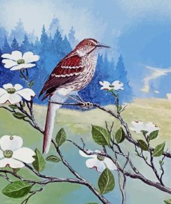 Thrasher Bird And Flowers Paint By Numbers