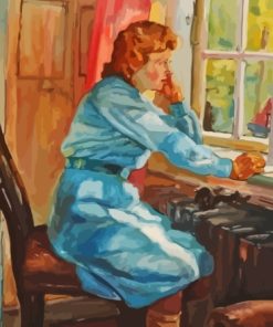 Vintage Woman Looking Out The Window Paint By Numbers