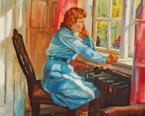 Vintage Woman Looking Out The Window Paint By Numbers