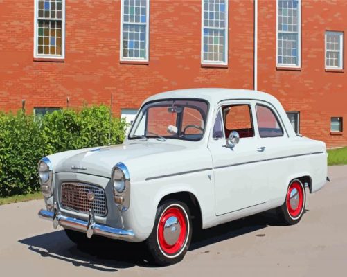 White Car Ford Anglia Paint By Numbers