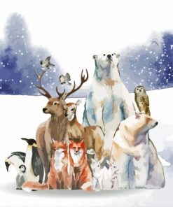 Wild Animals In Snow -Paint By Numbers