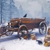 Wooden Old Wagon In The Snow Paint By Numbers