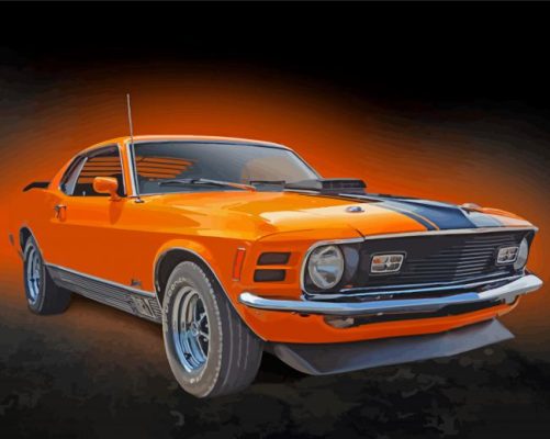 Yellow Mustang Mach 1 Paint By Numbers