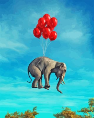 Big Elephant FlyingWith Ballons Paint By Numbers