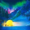 Aurora Camping In Snow Paint By Numbers