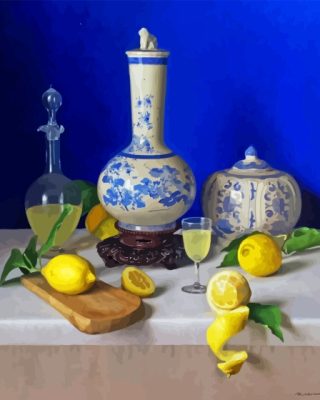 Blue Vase With Lemons Paint By Numbers