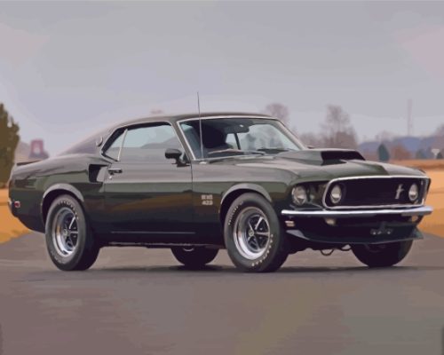 Classic Black 1969 Ford Mustang Fastback Paint By Numbers