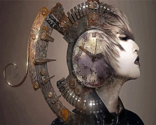 Clock Woman Head Paint By Numbers