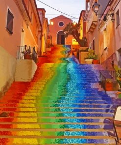 Colorful Stairs Street Art In Arzachena Sardinia Italy Paint By Numbers