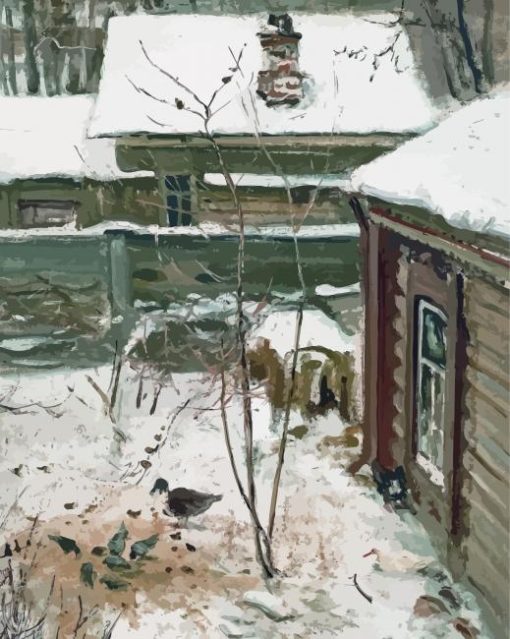 Courtyard Winter Savrasov Paint By Numbers