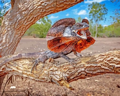 Frill Necked Lizard Paint By Numbers