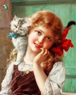 Girl And Kitten Paint By Numbers