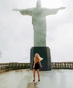 Girl In Front Of Christ The Redeemer Statue Paint By Numbers