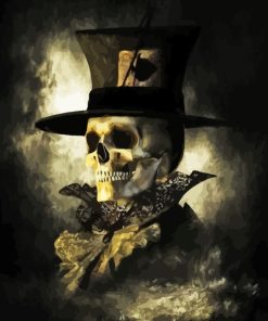 Gothic Skeleton With Wizard Hat Paint By Numbers