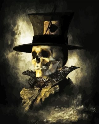 Gothic Skeleton With Wizard Hat Paint By Numbers