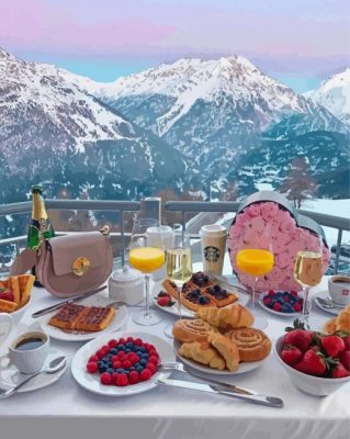 Morning Breakfast In The Alps Mountains Paint By Numbers