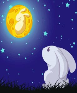 Rabbit And The Moon Paint By Numbers