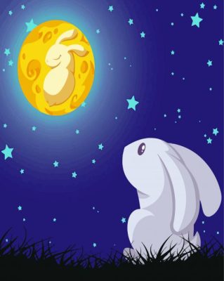 Rabbit And The Moon Paint By Numbers