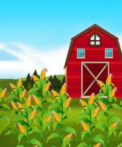 The Cornfield And Red Barn Paint By Numbers