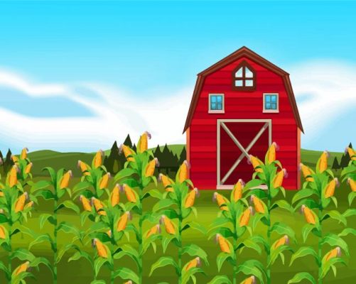 The Cornfield And Red Barn Paint By Numbers