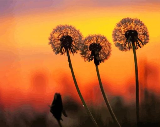 Three Dandelions Paint By Numbers