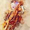 Abstract Western Cowgirl With Horse Paint By Numbers