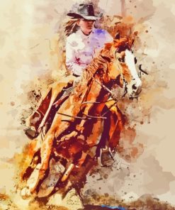 Abstract Western Cowgirl With Horse Paint By Numbers