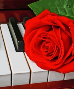 Aesthetic Piano Keys With Rose Paint By Numbers