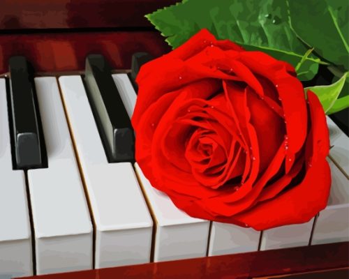 Aesthetic Piano Keys With Rose Paint By Numbers