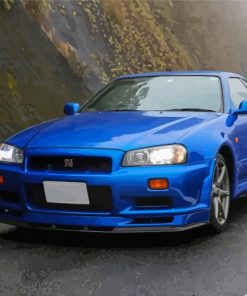 Blue Nissan Gtr R34 Paint By Numbers