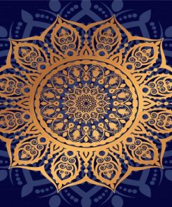 Blue And Golden Mandala Paint By Numbers