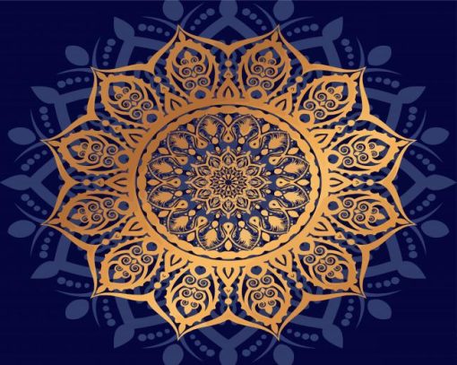 Blue And Golden Mandala Paint By Numbers