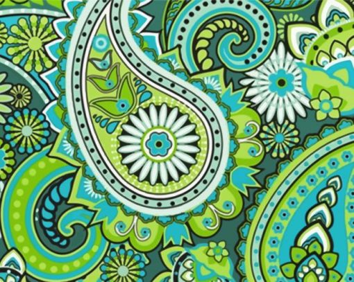 Green Paisley Paint By Numbers