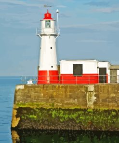 Newlyn White And Red Lighthouse For Painting By Numbers