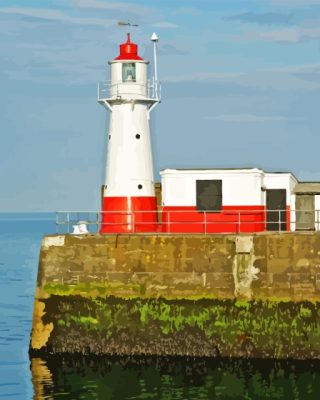 Newlyn White And Red Lighthouse For Painting By Numbers