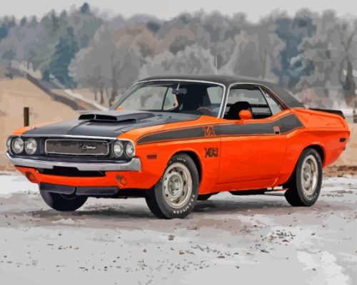 Orange Mopar Muscle Paint By Numbers