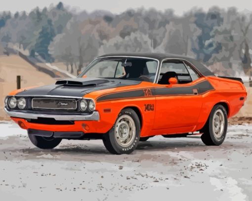 Orange Mopar Muscle Paint By Numbers