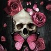 Pink Floral Skull And Butterfly Paint By Numbers