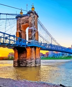 Roebling Bridge At Sunset Paint By Numbers