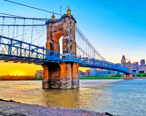 Roebling Bridge At Sunset Paint By Numbers