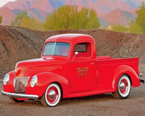 Vintage Red Ford Truck Paint By Numbers