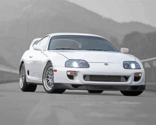 White Toyota Supra Mk4 Car Paint By Numbers